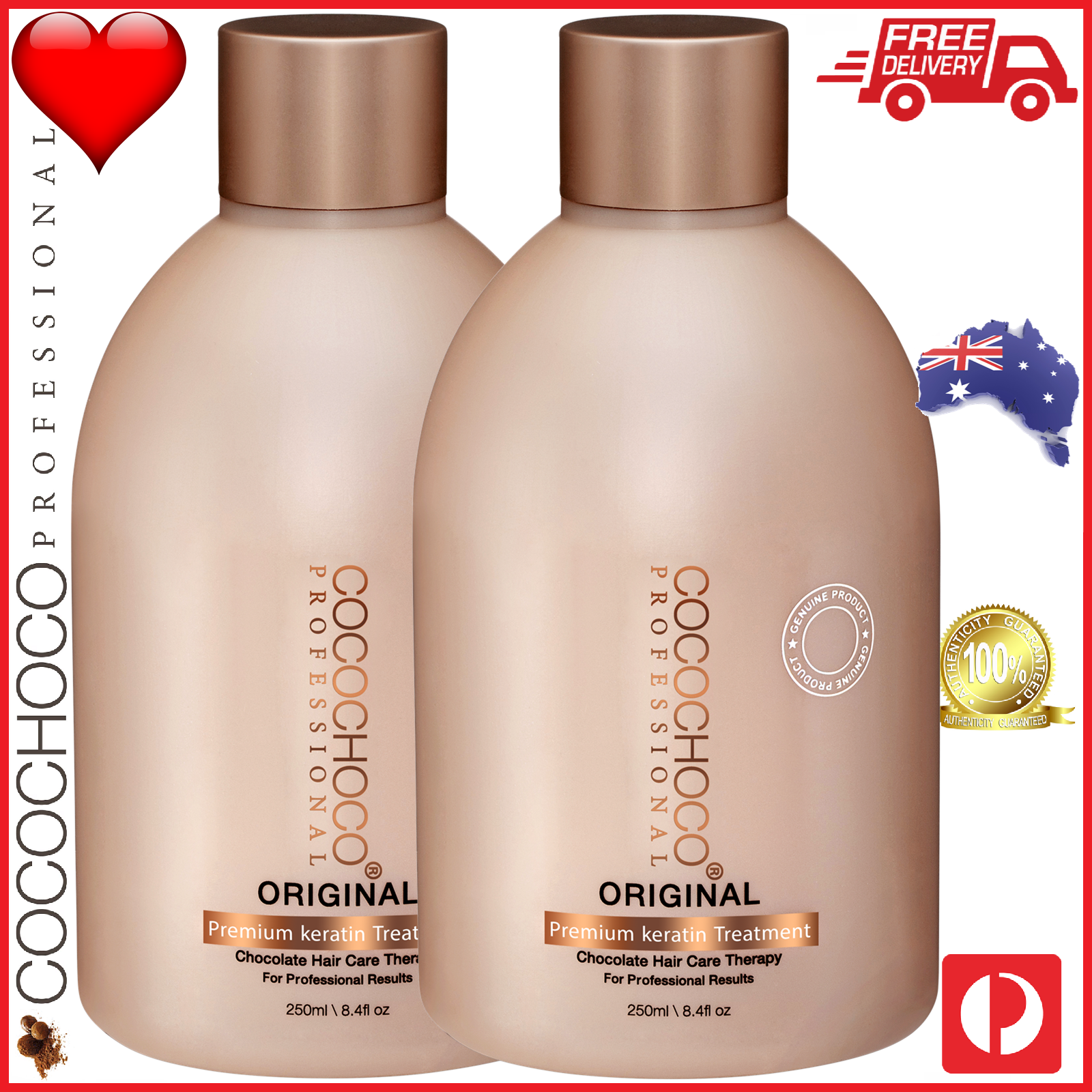 ❤ COCOCHOCO Professional ORIGINAL 250 ml x Brazilian Keratin Treatment  Bundle (500 ml)