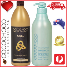 Load image into Gallery viewer, ❤ COCOCHOCO Professional GOLD 1000 ml Brazilian Keratin Treatment + CLARIFYING Shampoo 1000 ml Kit