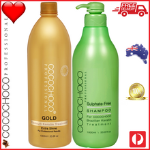 Load image into Gallery viewer, ❤ COCOCHOCO Professional GOLD 1000 ml Brazilian Keratin Treatment + SULPHATE FREE Shampoo 1000 ml Kit
