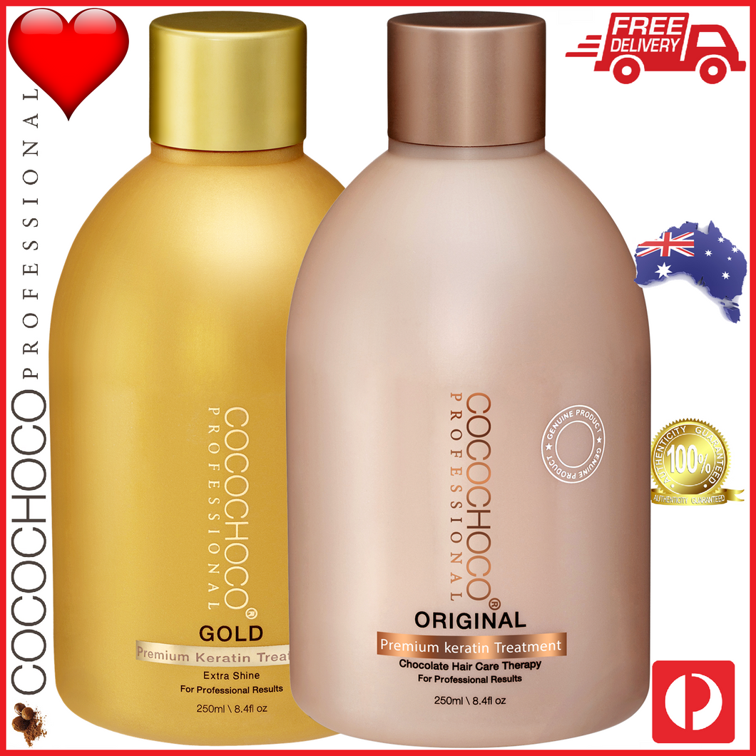 ❤ COCOCHOCO Professional GOLD 250 ml + ORIGINAL 250 ml Brazilian Keratin Treatment Bundle (500 ml)