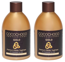 Load image into Gallery viewer, ❤ COCOCHOCO Professional 2 x GOLD Brazilian Keratin Treatment 250 ml About COCOCHOCO Brazilian Keratin Treatment:   COCOCHOCO Brazilian Keratin Hair Treatment is an advanced process that transforms your hair to a straight, smooth shiny and glossy look. The treatment is Keratin based (the primary protein of skin, hair and nails).Keratin is a natural substance that gives your hair the ability to return to its original healthy, shiny, smooth and conditioned state.   COCOCHOCO Brazilian Keratin Hair Treatm
